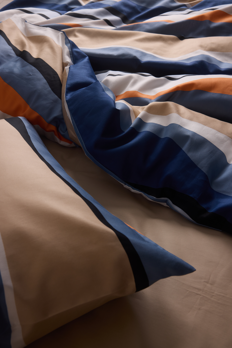 60712-4430-12-06_2; Finlayson Aamu Satiinipussilakanasetti Sininen / Oranssi / 150x210 + 50x60 cm 