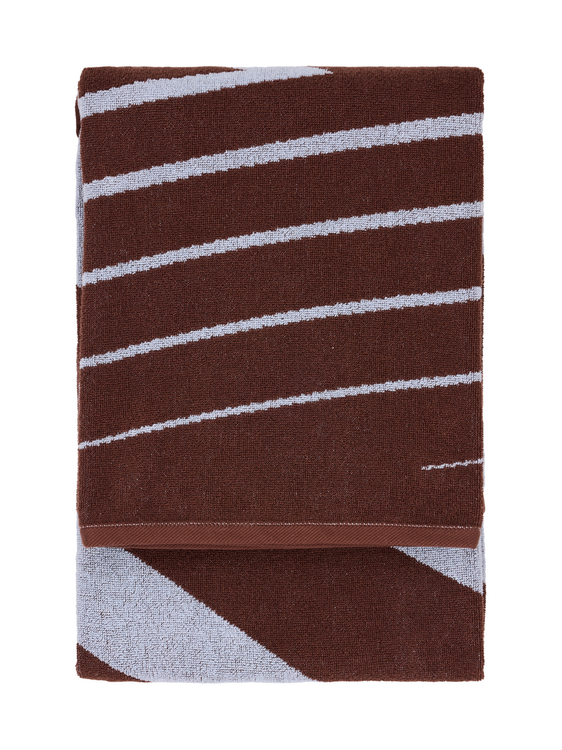 70570-4424-02-06; Finlayson Korret Kylpypyyhe Ruskea / Vaaleansininen / 90x180 cm 