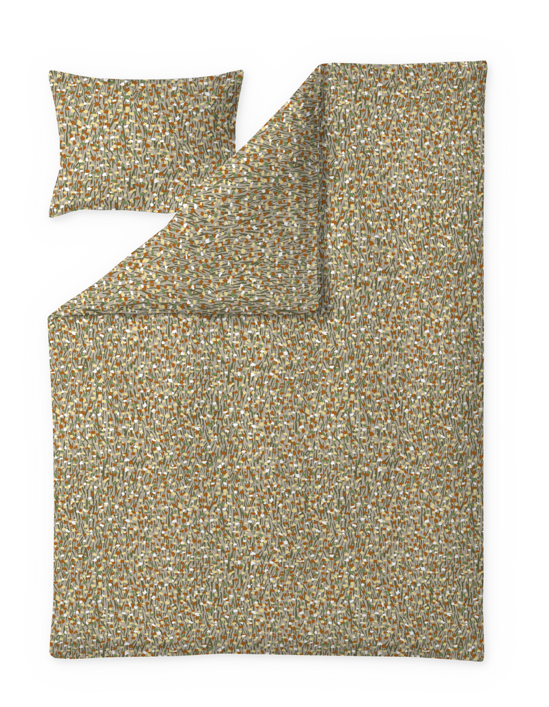 60652-5472-02-06; Finlayson Sievä Pussilakanasetti Beige / Vihreä / 150x210 + 50x60 cm 